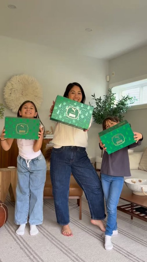 Instagram post by @loveandsundays for Foot Locker. Caption reads: What we’re wearing to see Wicked 2 ✨💚

The girls....