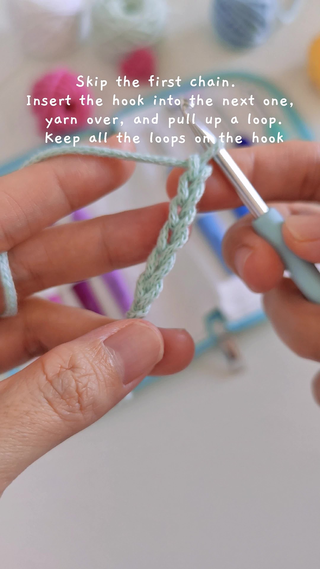 Instagram post by @h.y.ami for KnitPro. Caption reads: Hooked on comfort and color? Watch @h.y.ami work....