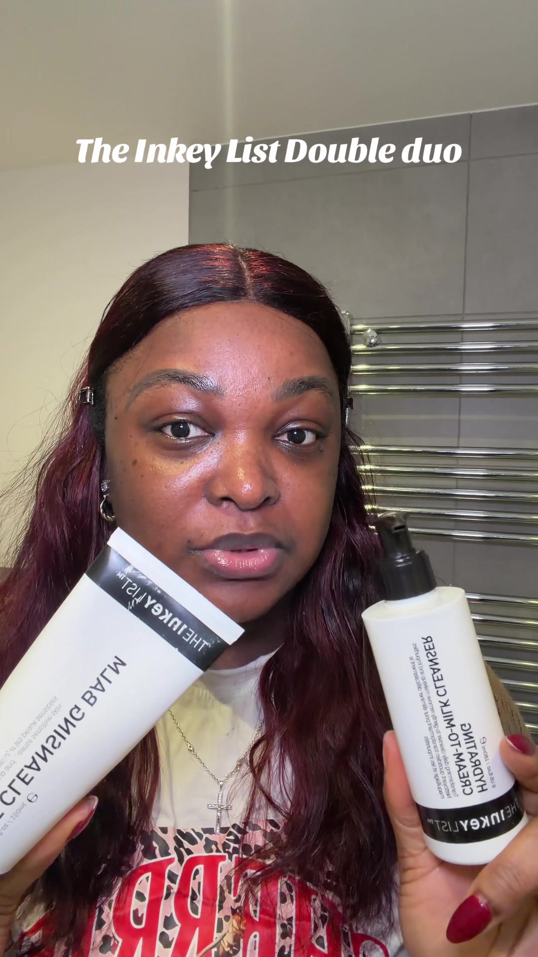 TikTok post by @theladytomee for Theinkeylist. Caption reads: Face cleanser duo from @The INKEY List #inkeylist....