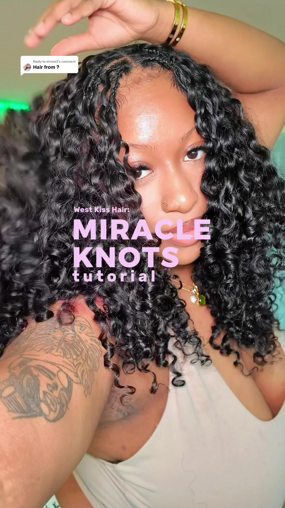 TikTok post by @breevansbeauty for West Kiss Hair. Caption reads: Replying to @xhrom3 hair is from @WestKiss Hair.....