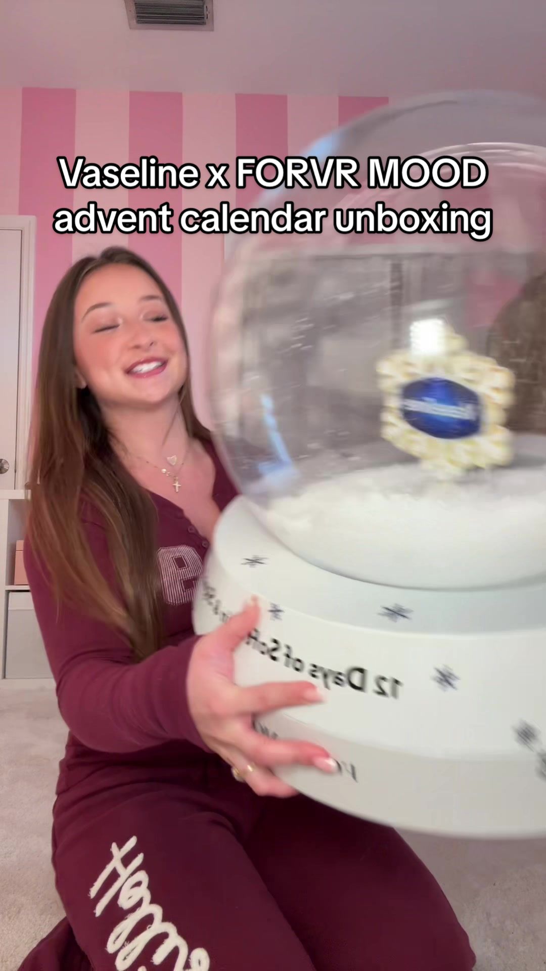 TikTok post by @emilylulamay for FORVR MOOD. Caption reads: [...] CALENDAR YET!!! 🤭🫶🏻 @Vaseline @FORVR MOOD....