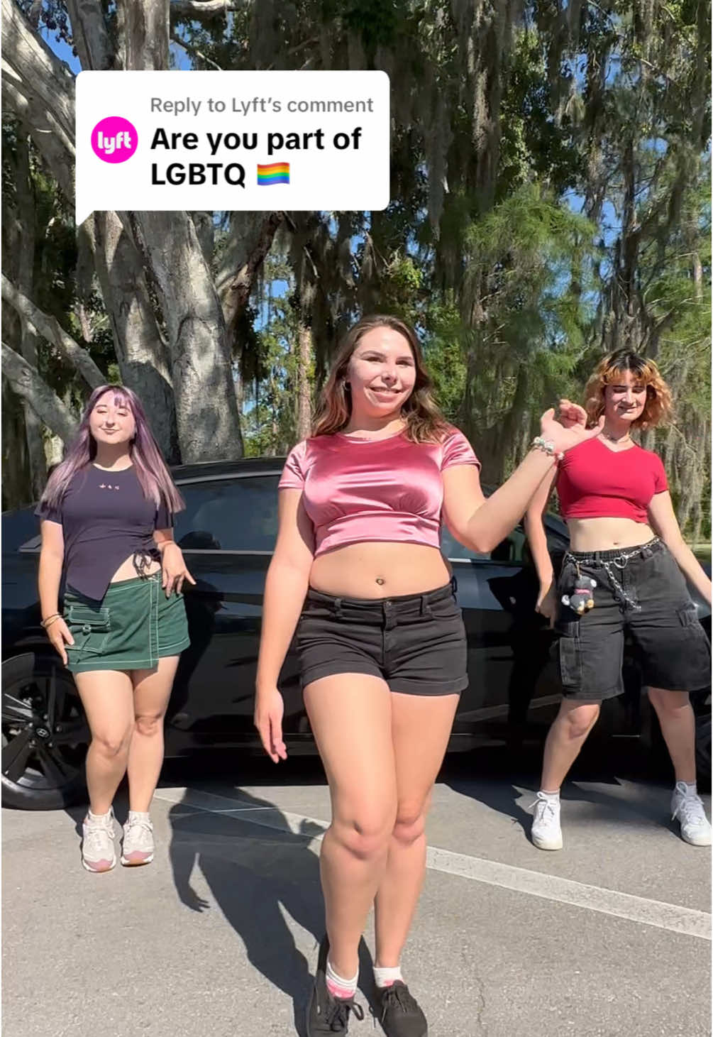 TikTok post by @livinlikelexiiiiiiii for Lyft. Caption reads: Replying to @Lyft happy pride!! thank you @Lyft....