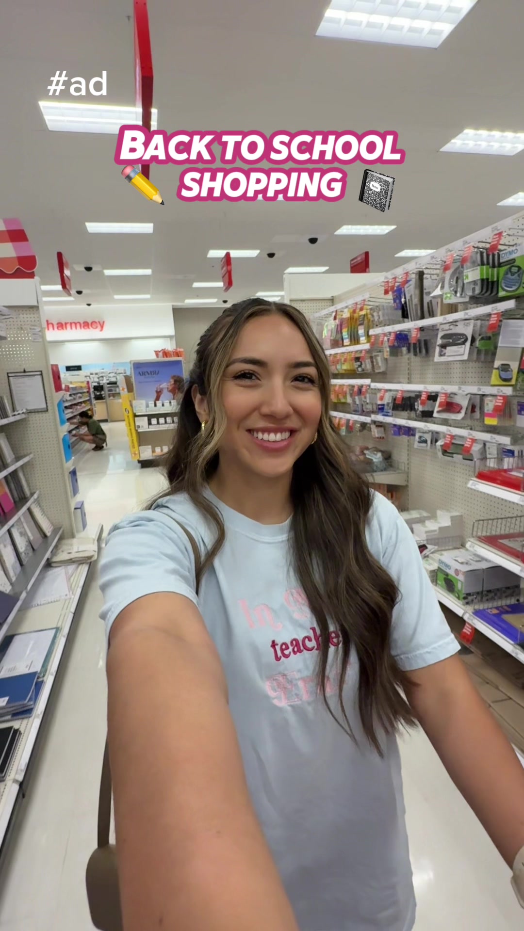TikTok post by @amandamonroee for Target. Caption reads: #ad Back to school shopping @target !....