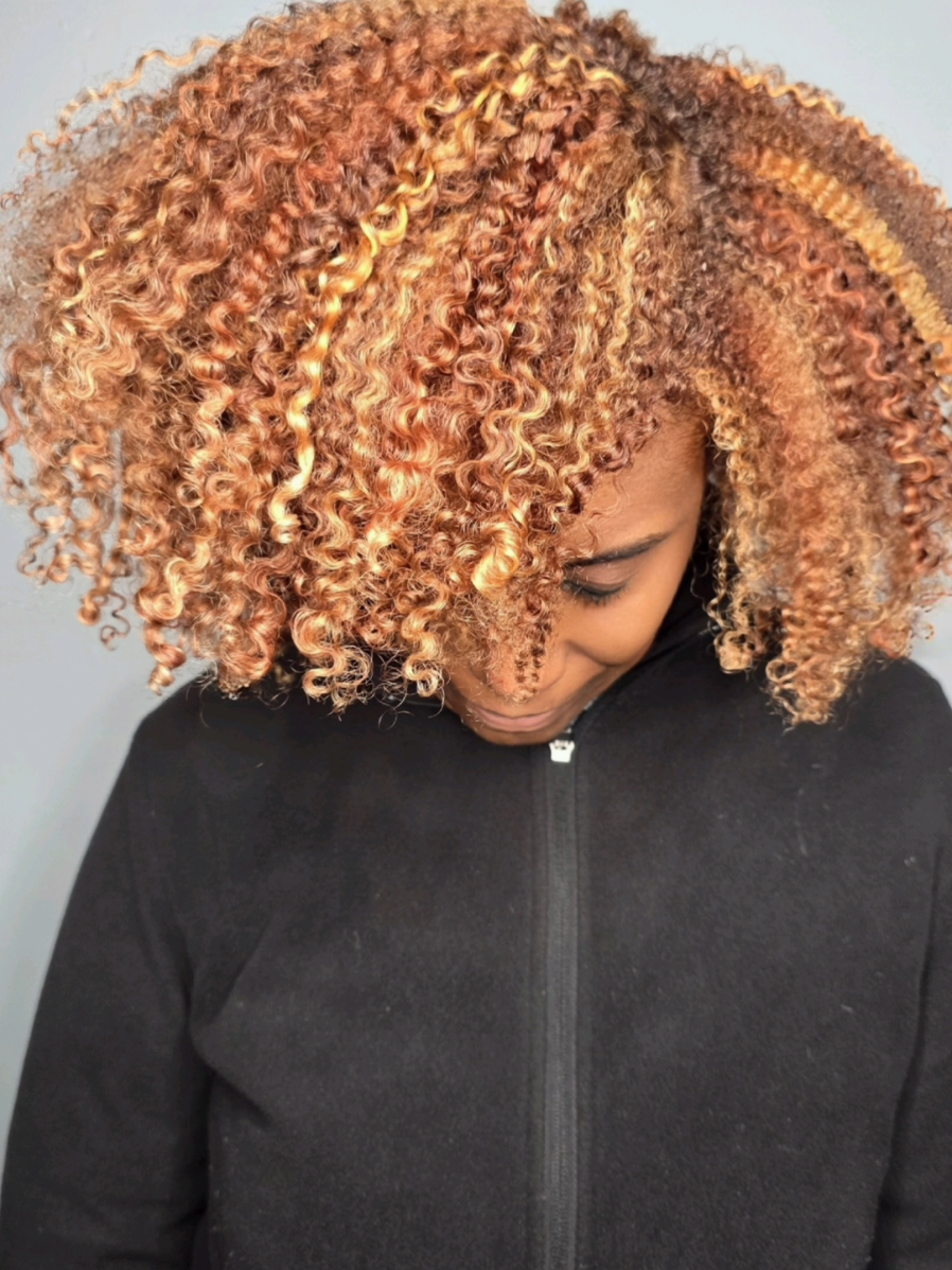 TikTok post by @haircolorkilla for Matrix. Caption reads: [...] balayage highlight to make her curls pop!....