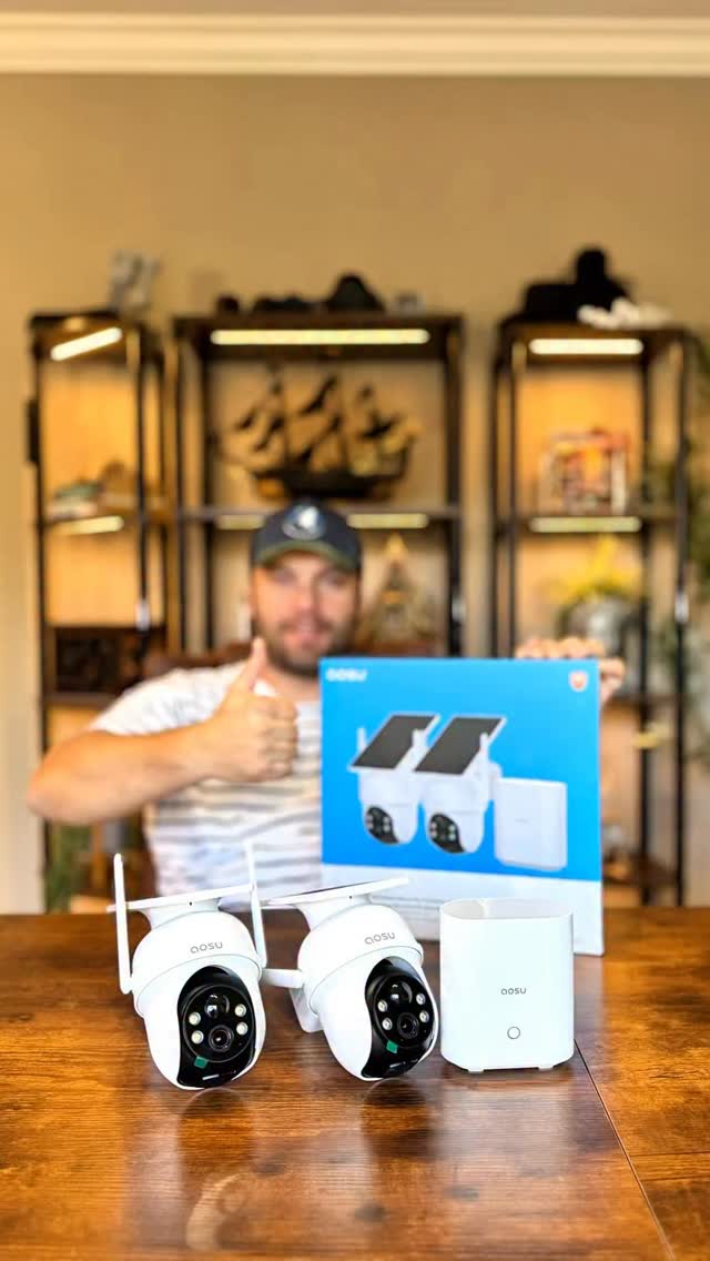 Instagram post by @erencmlbl for Aosu Life. Caption reads: Keeping my home safe day and night has never been....