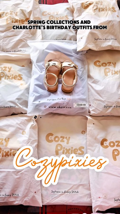 Instagram post by @fashionmecharlotte for Cozy Pixies. Caption reads: #Cozypixiespartner #AD Spring vibes and birthday....
