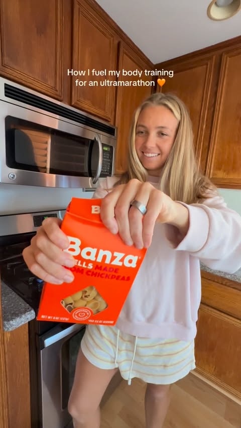 Instagram post by @harrishikers for Banza. Caption reads: @eatbanza is what’s getting me to the....