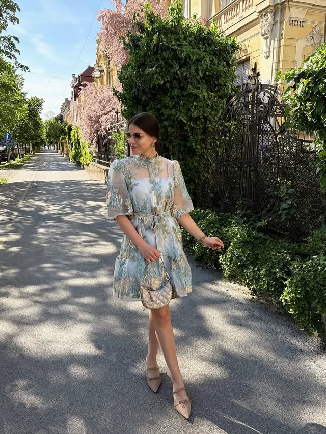 Instagram post by @dalmatinkaizslavonije for Chicwish. Caption reads: Bridgerton dream dress 🩵 @chicwish #chicwish.