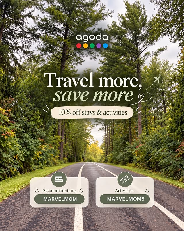 Instagram post by @marvelmom1 for agoda. Caption reads: [...] Planning your next getaway? Save 10% on....