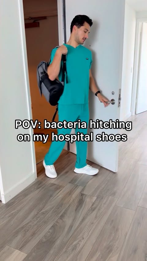 Instagram post by @medschoolbro for eufy Clean. Caption reads: POV: the bacteria on my hospital shoes thought....