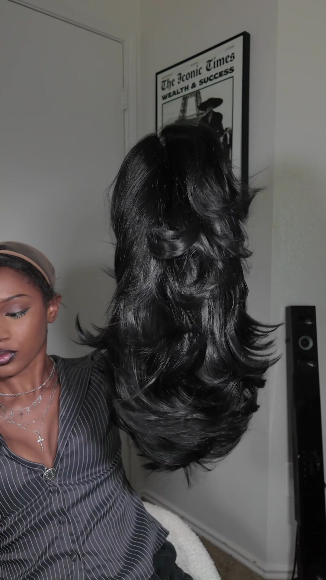 TikTok post by @giavannibutler for Wigfever. Caption reads: who is going to notice? 👀😂 #wiginfluencer....