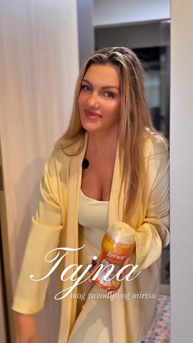 Instagram post by @jasminaskender for Lenor. Caption reads: [...] tajni sastojak za taj osjećaj?
✨ Zlatne....