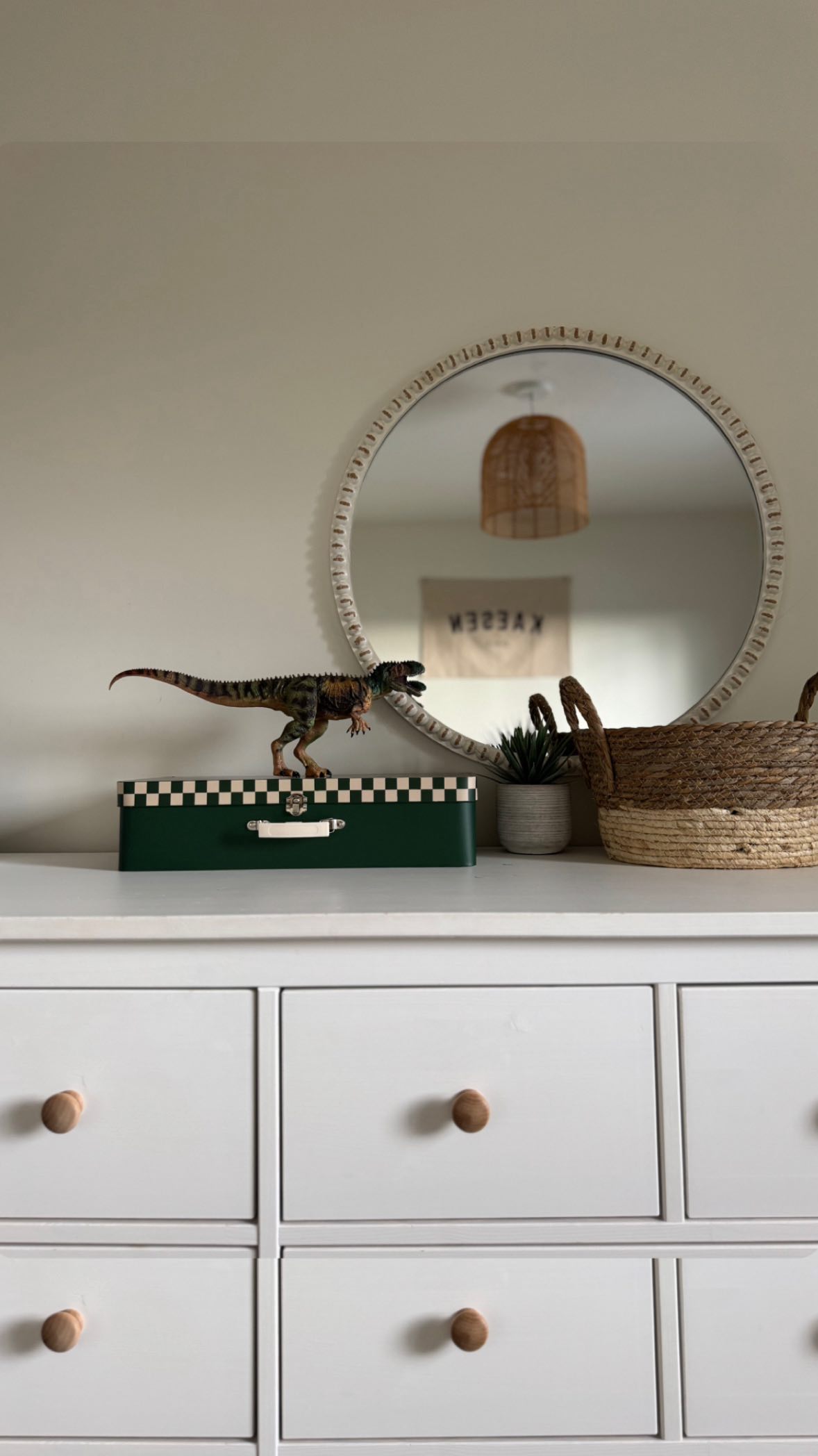 Instagram post by @taryn.elliottt for Coco Village. Caption reads: our dino-loving toddler is thrilled to have his....