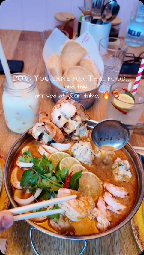 Instagram post by @burcakcelikk for Rosa's Thai. Caption reads: [...] yourself? 👀 📍 Rosa’s Thai, Richmond....