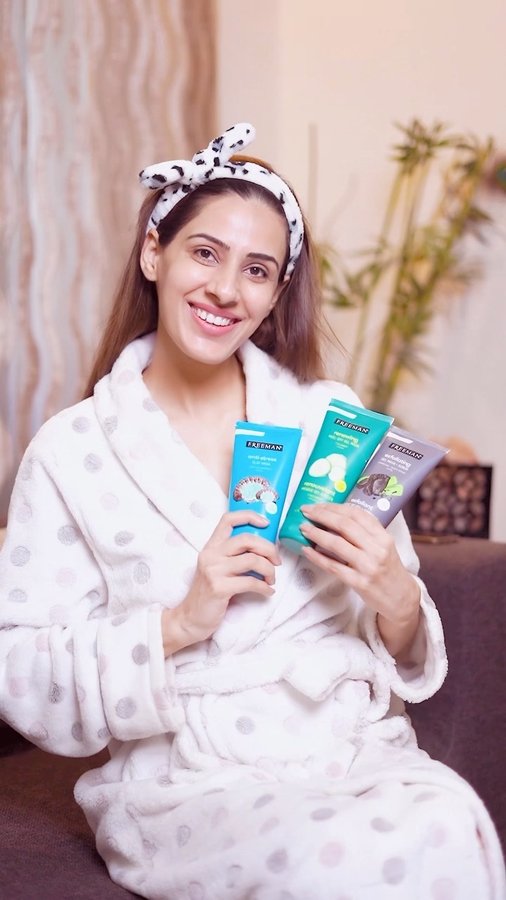 Instagram post by @shrutikhannajuneja for Freeman Beauty. Caption reads: Good news for my fellow beauty enthusiasts-....