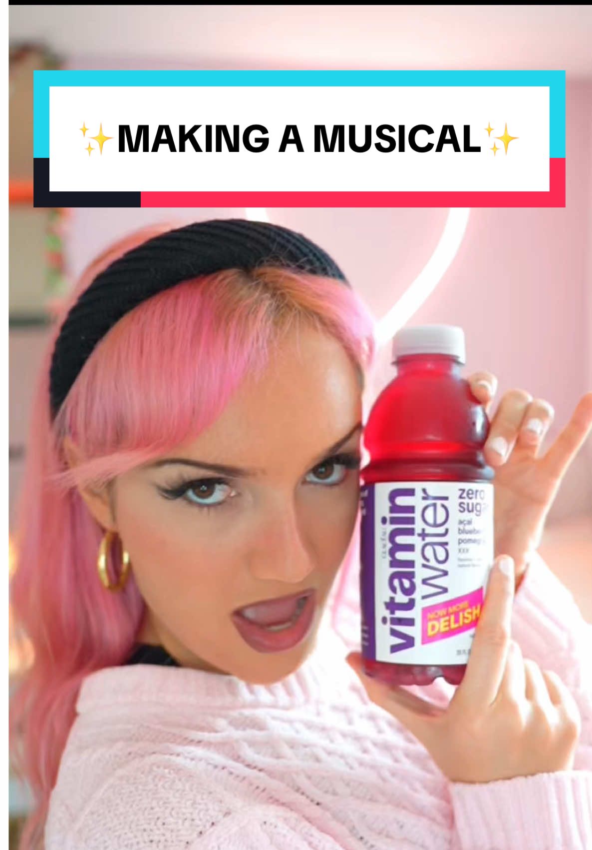 TikTok post by @akana_official for vitaminwater. Caption reads: ✨Making a Musical✨ #vitaminwaterpartner....