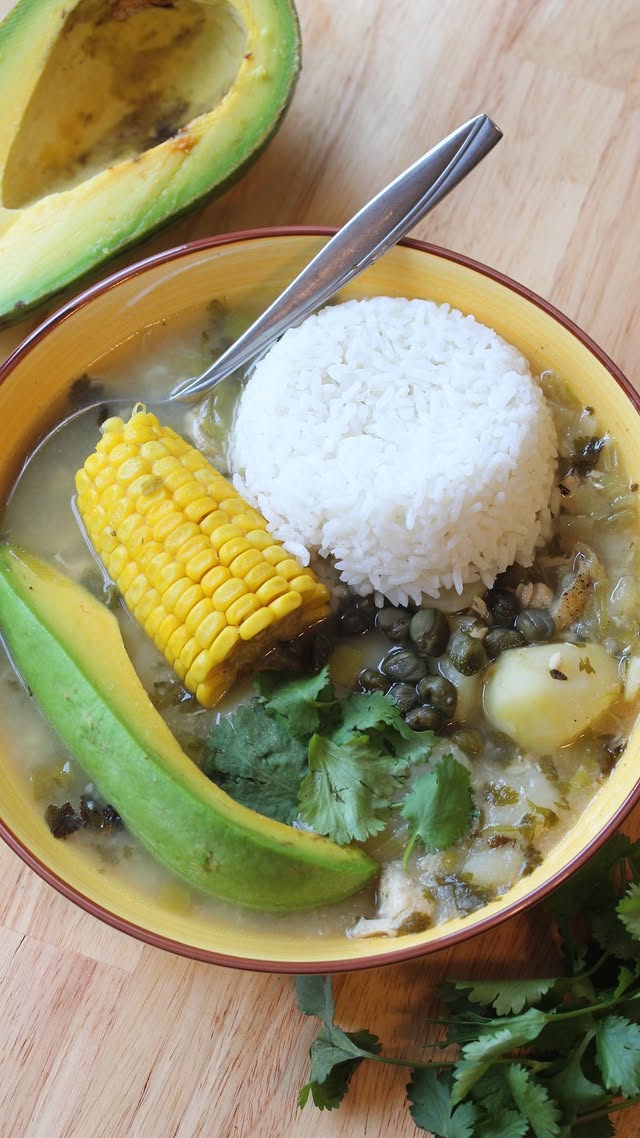 Instagram post by @breakthrukitchen for Better Than Bouillon. Caption reads: #ad Ajiaco soup made with @betterthanbouillon 🥑🌿....