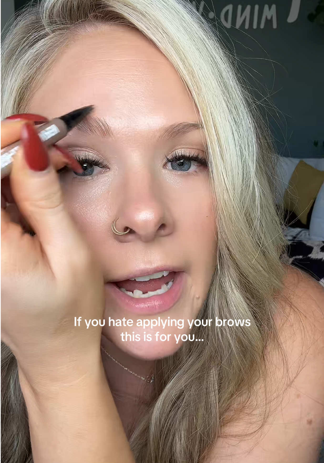 TikTok post by @jolioliolivertts for iMethodBeauty. Caption reads: The only brow pen I trust to effortlessly do my....