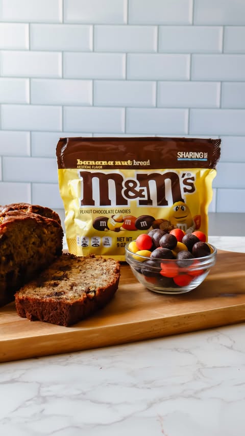Instagram post by @thefarmstyle for M&M’S. Caption reads: [...] aren’t there banana nut bread-flavored....