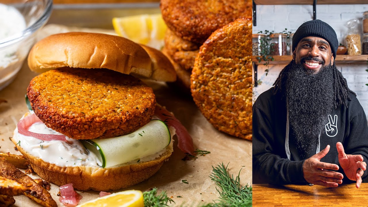 YouTube post by @thenarddogcooks for Flodesk. Caption reads: Why I always keep these lentil burgers in the....