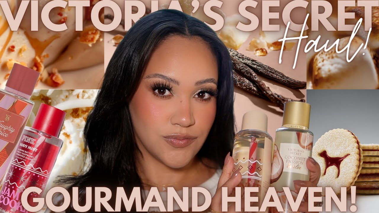 YouTube post by @AmyGlam for Twisted Lily. Caption reads: VICTORIA'S SECRET FRAGRANCE MIST HAUL! 🛍 | NEW....