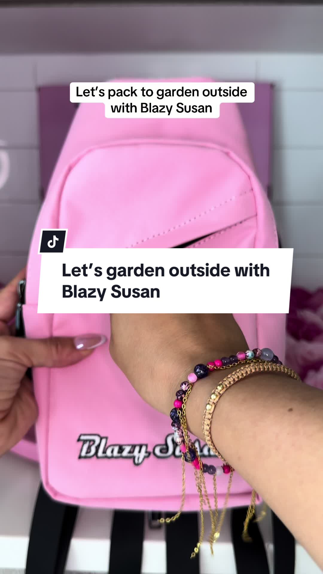 TikTok post by @mariajane___ for Blazy Susan. Caption reads: [...] bagpack. Very demure, very chic 💅 @@Blazy....