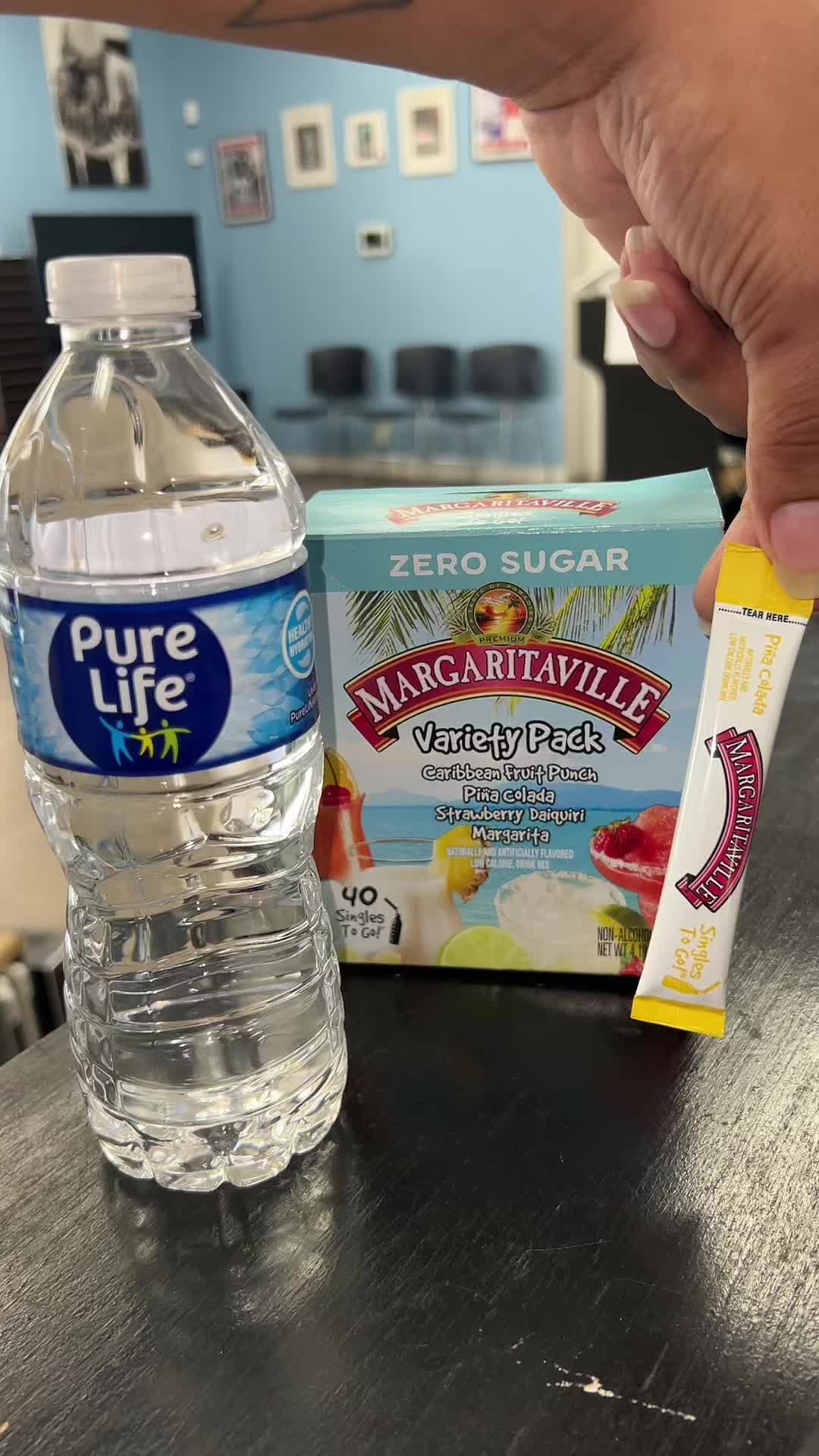 TikTok post by @dido210tx for Singles To Go. Caption reads: Piña Colada Monday 🥳👌🙌 @Singles To Go #water....