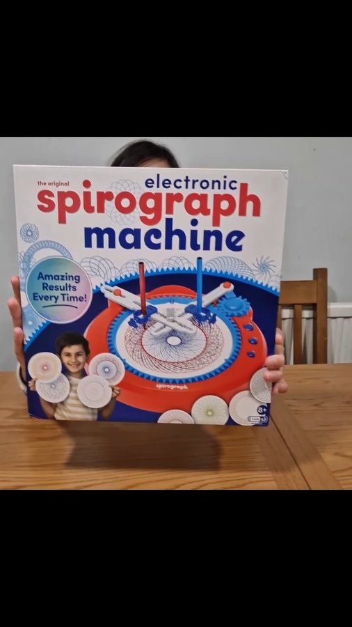 Instagram post by @partywithmythree for Wire PR. Caption reads: ✨️The Original Electronic Spirograph Machine....