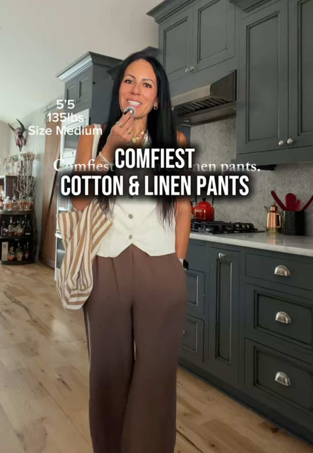 TikTok post by @alilofthis_alilofthat_ for Tanming Wardrobe. Caption reads: My go to lightweight pants for summer! 70% cotton....