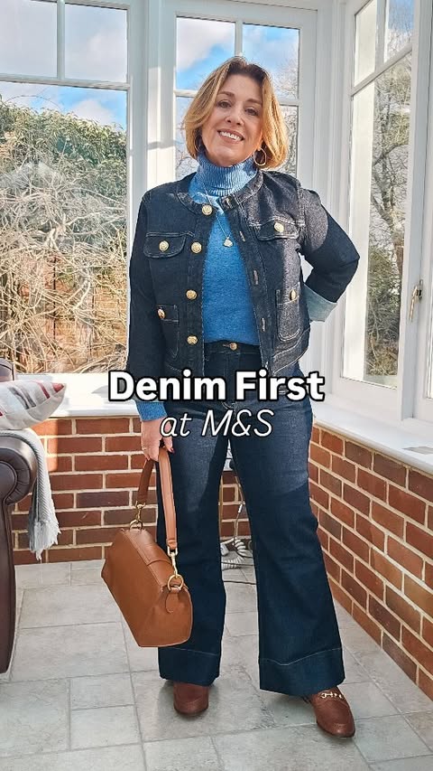 Instagram post by @dressedtothemax for Marks and Spencer. Caption reads: Ad Jeans, we all love them, we all hate shopping....