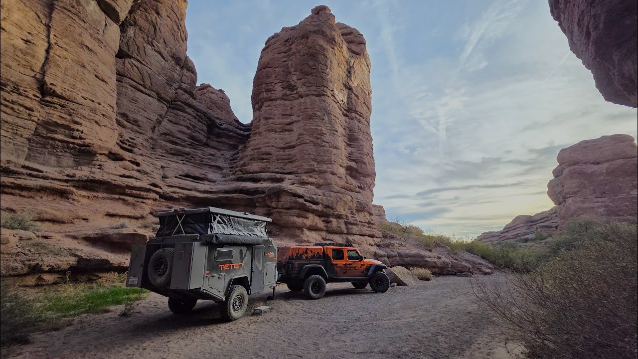YouTube post by @CoddiwompleOverland for – ICECOFREEZER. Caption reads: Ghost Towns and Slot Canyons: Nevada and New....