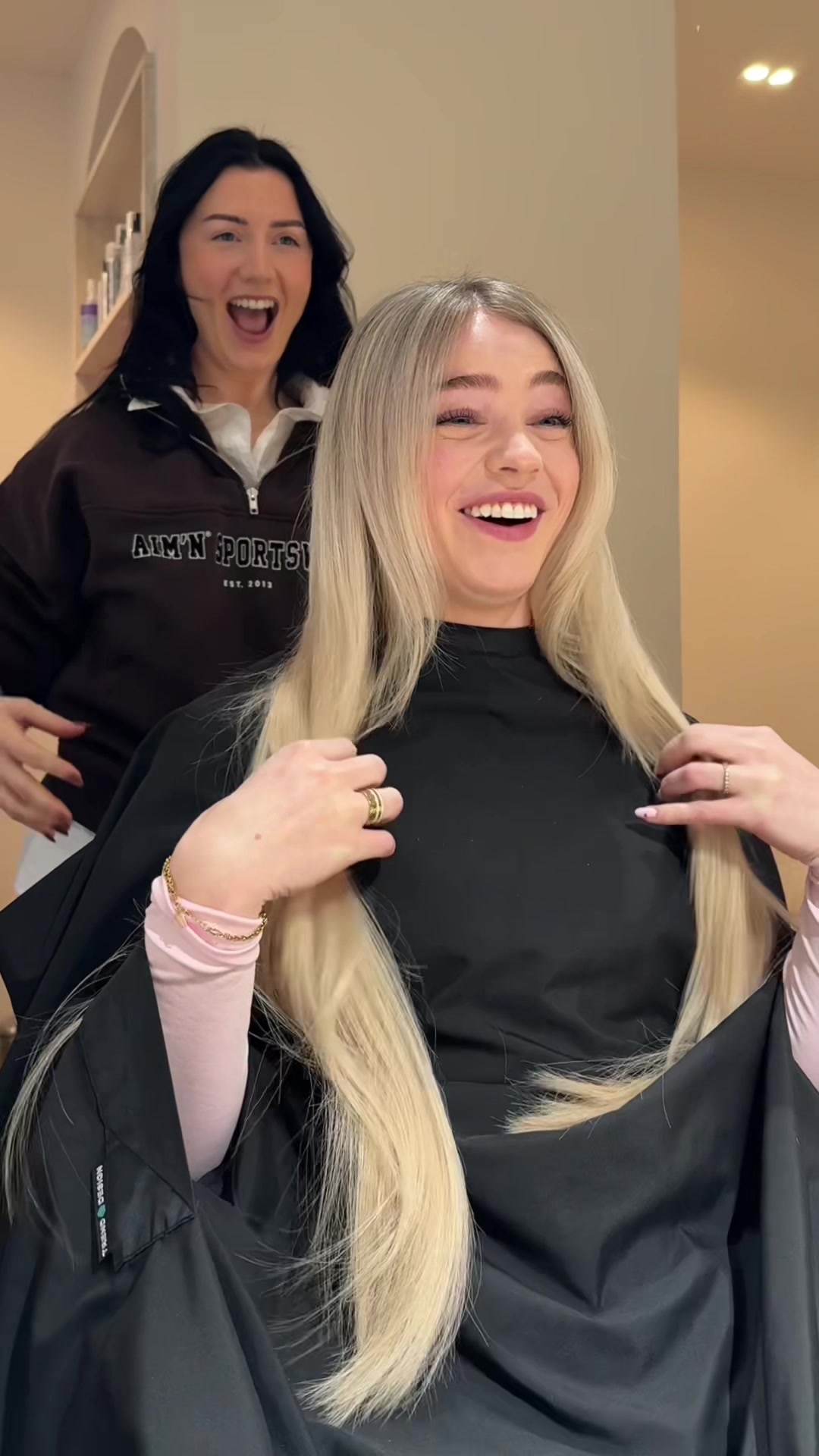 TikTok post by @lottemyrseth for BeautyWorks. Caption reads: Making my friend look like a mormon wife @Ida....