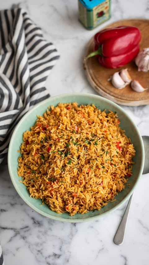 Instagram post by @drizzleanddip for Instant Pot. Caption reads: Spanish Rice in a Rice Cooker

At the end of....