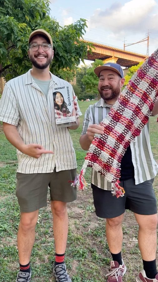 Instagram post by @craftylumberjacks for Yarnspirations. Caption reads: [...] 4 hours! #ad We had a chance to try....