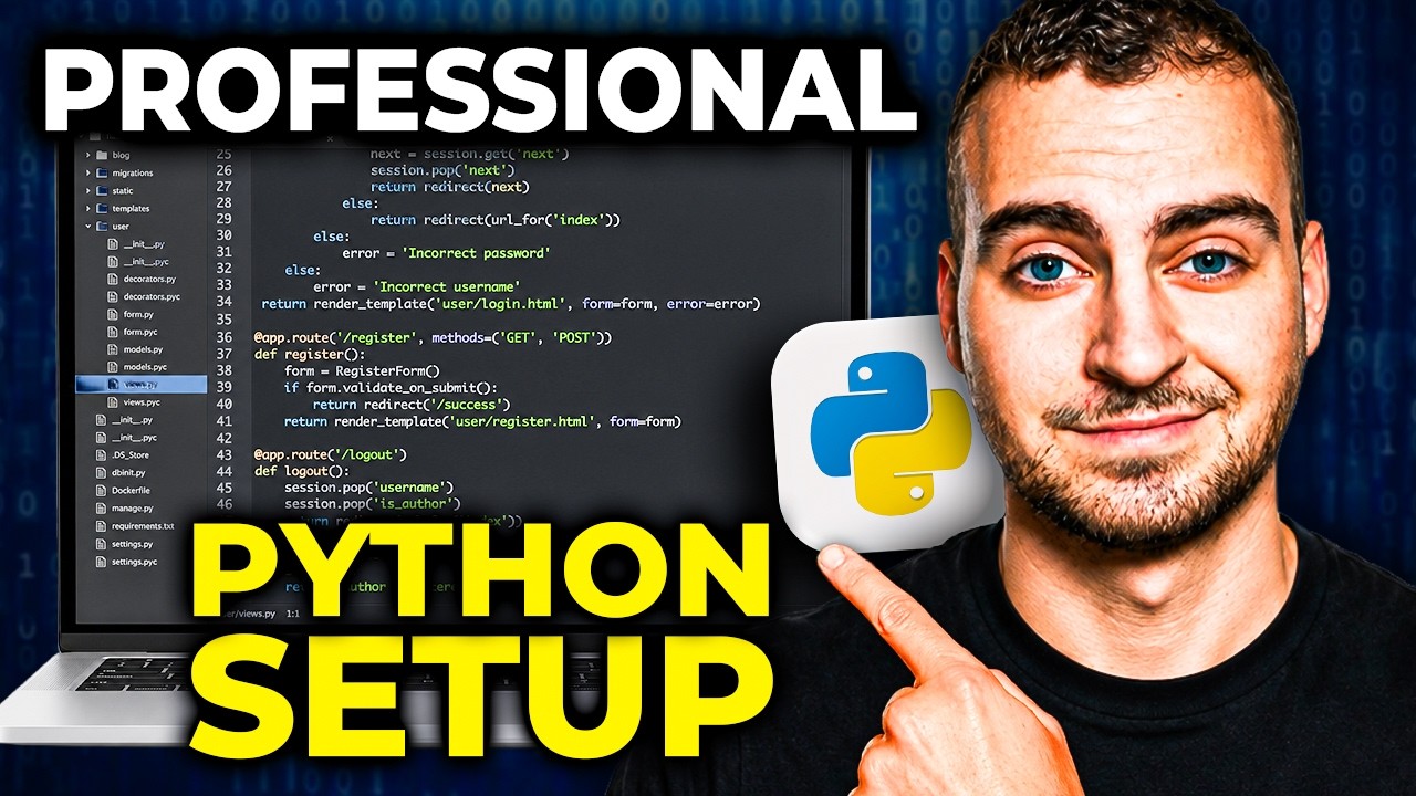 YouTube post by @TechWithTim for Hostinger. Caption reads: How I Set Up Python for Professional AI....