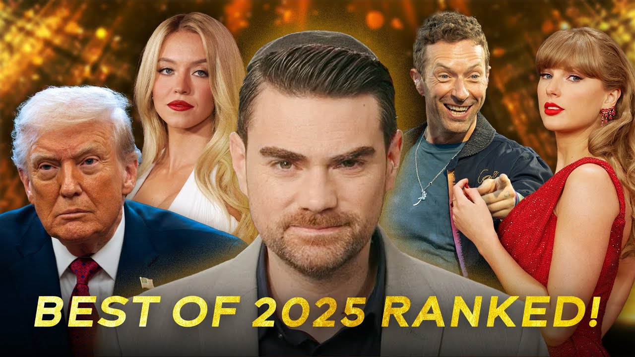 YouTube post by @BenShapiro for ExpressVPN. Caption reads: Ben Shapiro Reacts To Most Viral Moments of 2025.