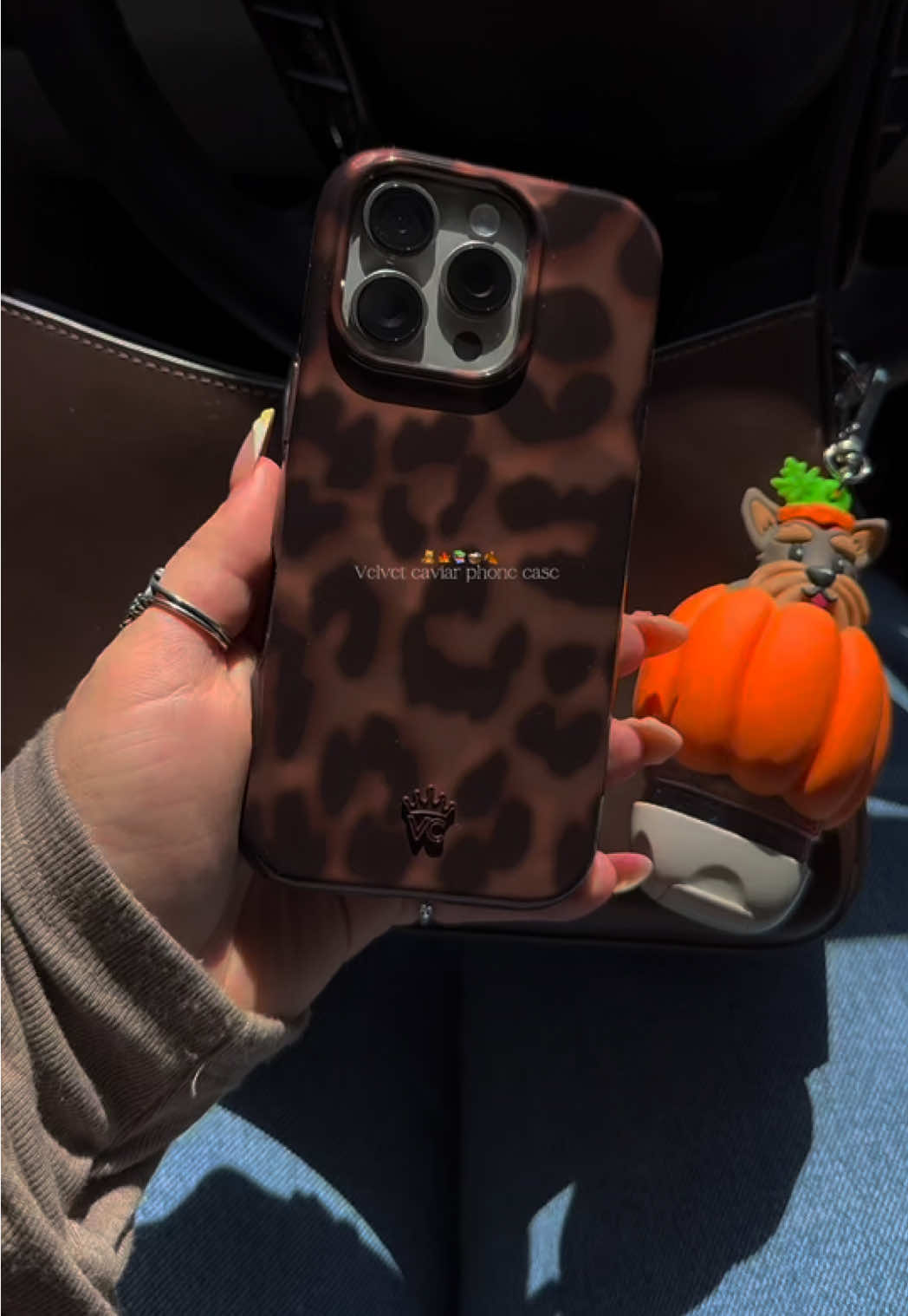 TikTok post by @ashleigheryn for VELVET CAVIAR. Caption reads: [...] #fallfinds #phonecases #velvetcaviar....