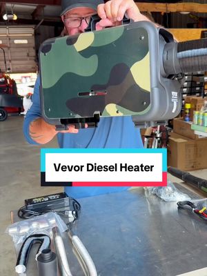 TikTok post by @wickedwayne777 for Vevor Outdoor Store US. Caption reads: Stay warm anywhere with this powerful VEVOR 8KW....