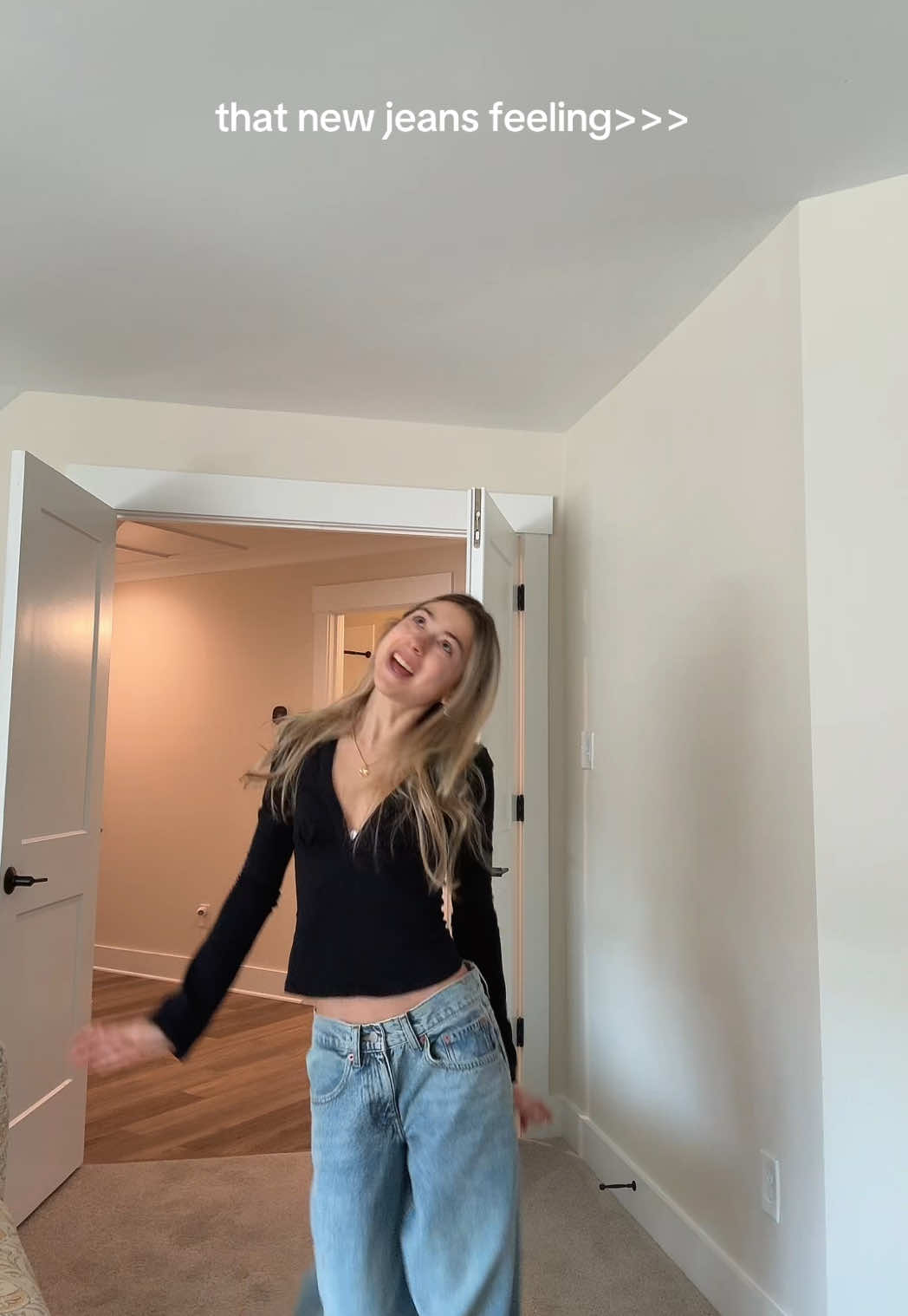 TikTok post by @lifewithgill for Motel Rocks. Caption reads: [...] with baggy jeans at the moment #motelrocks....