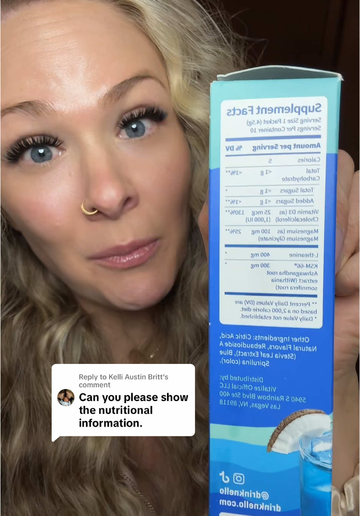 TikTok post by @joliolioliver for drinknello. Caption reads: Replying to @Kelli Austin Britt I gotchu! 😉 It’s....