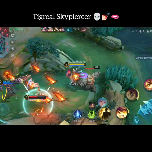 Instagram post by @fallsweetener for Mobile Legends: Bang Bang. Caption reads: Nyoba Tigreal Skypiercer sambil review skin....