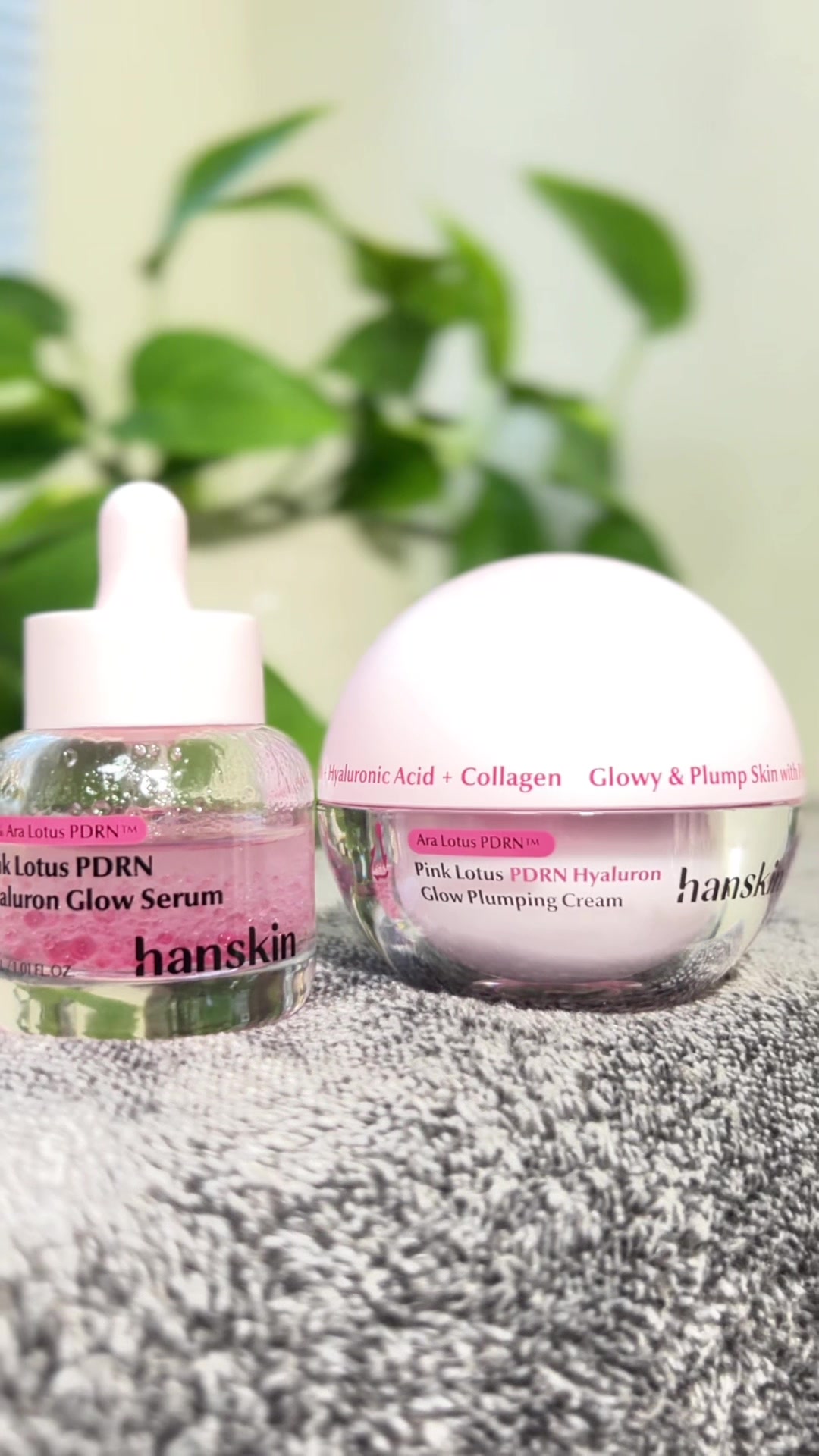 TikTok post by @i_amsapna for Hanskin Skincare. Caption reads: 💖 Loving this Pink Lotus PDRN glow routine for....