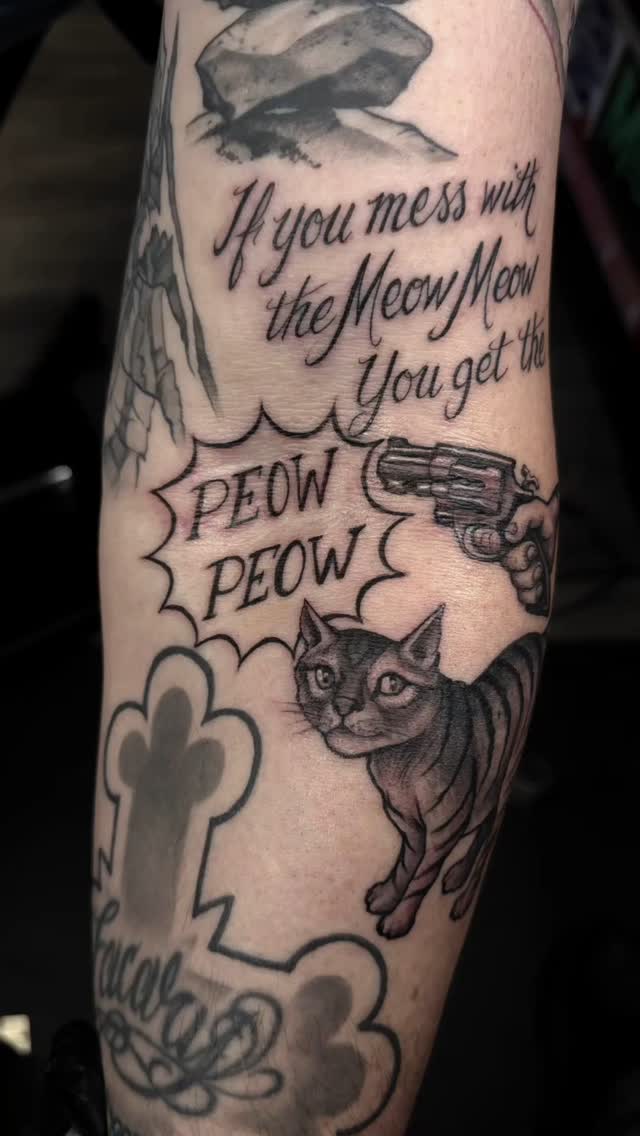 Instagram post by @skinart_collectors for Inked. Caption reads: #dontmess

#meowmeow 

#peowpeow....