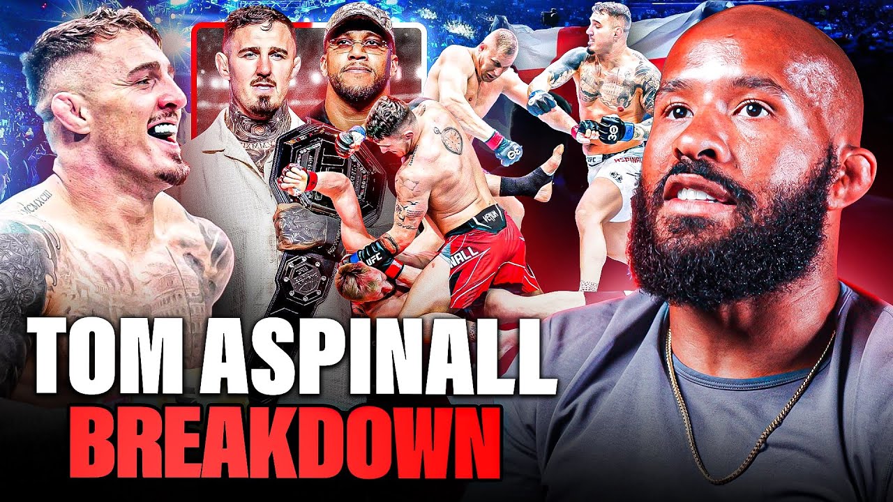 YouTube post by @Mighty15x for 1st Phorm. Caption reads: "Aspinall Is AMAZING!" | Demetrious Johnson Breaks....