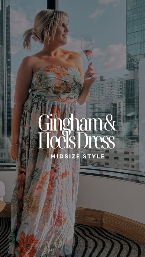 Instagram post by @the_tails_of_us for Gingham and Heels. Caption reads: [...] most twirl worthy dress 🌸 Another....