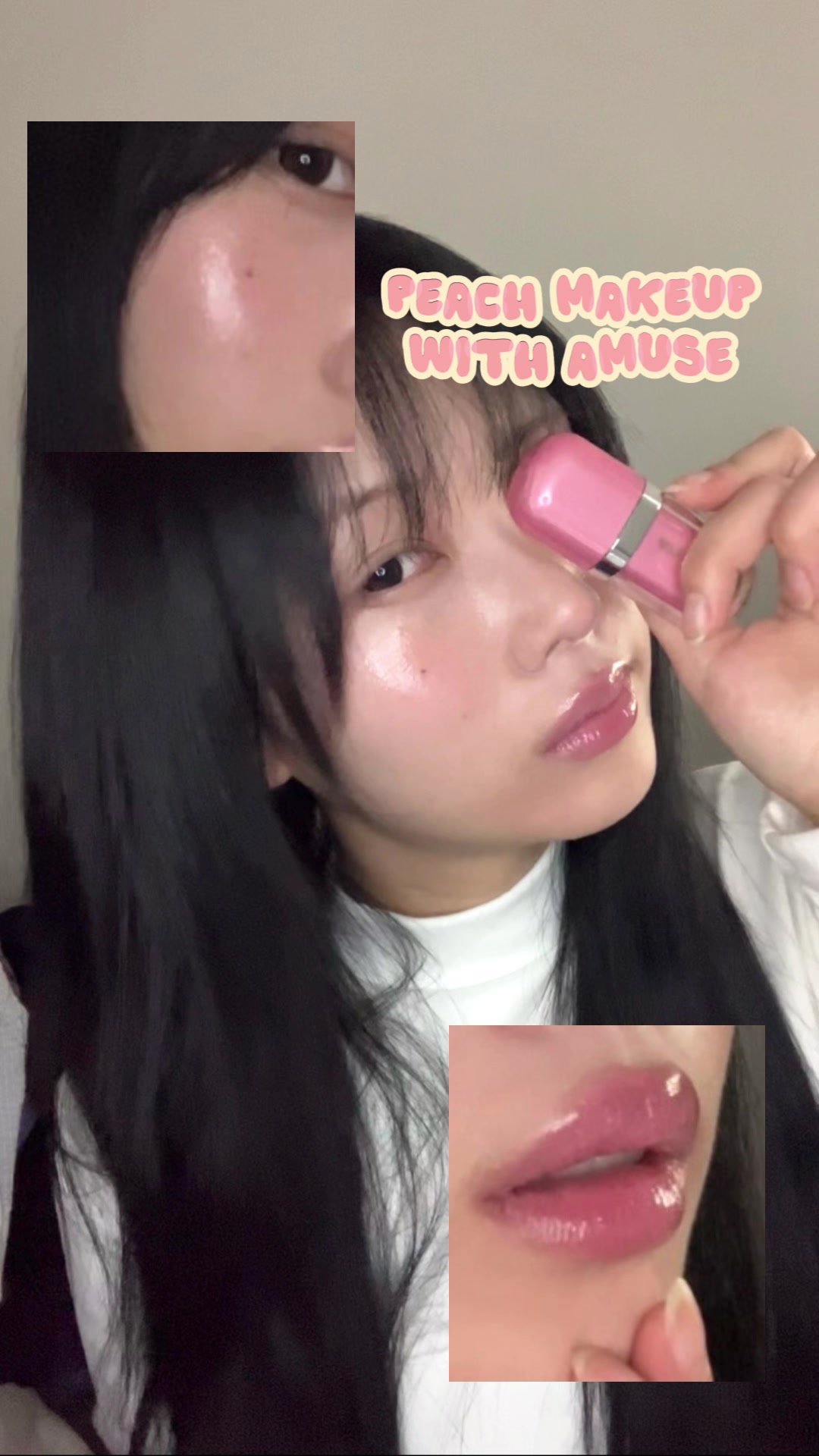 TikTok post by @oooscarr_ for AMUSE Seoul. Caption reads: @AMUSE Seoul 가 복숭아립을 참 잘해요 >\\\\<  • • • • #어뮤즈....