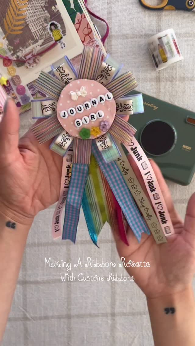 Instagram post by @junk_journalism for Phomemo. Caption reads: [...] my own custom ribbons?? 🎀 thank you....