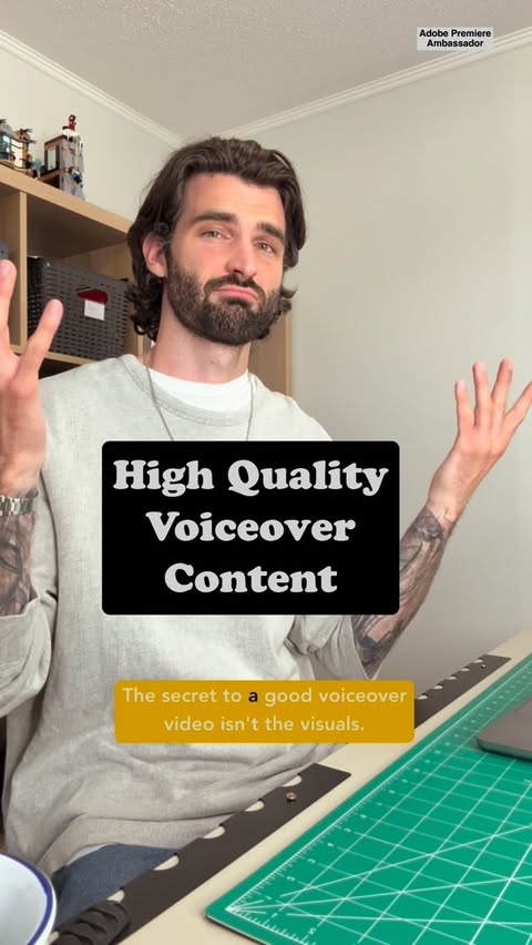 Instagram post by @thelucasokeefe for Adobe Video & Motion. Caption reads: I’ve made a lot of voiceover videos over the....