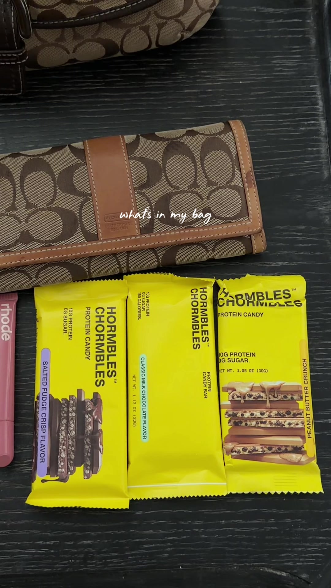 TikTok post by @aracel_yyy for Hormbles. Caption reads: [...] her bag necessities 🤎 #whatsinmybag....