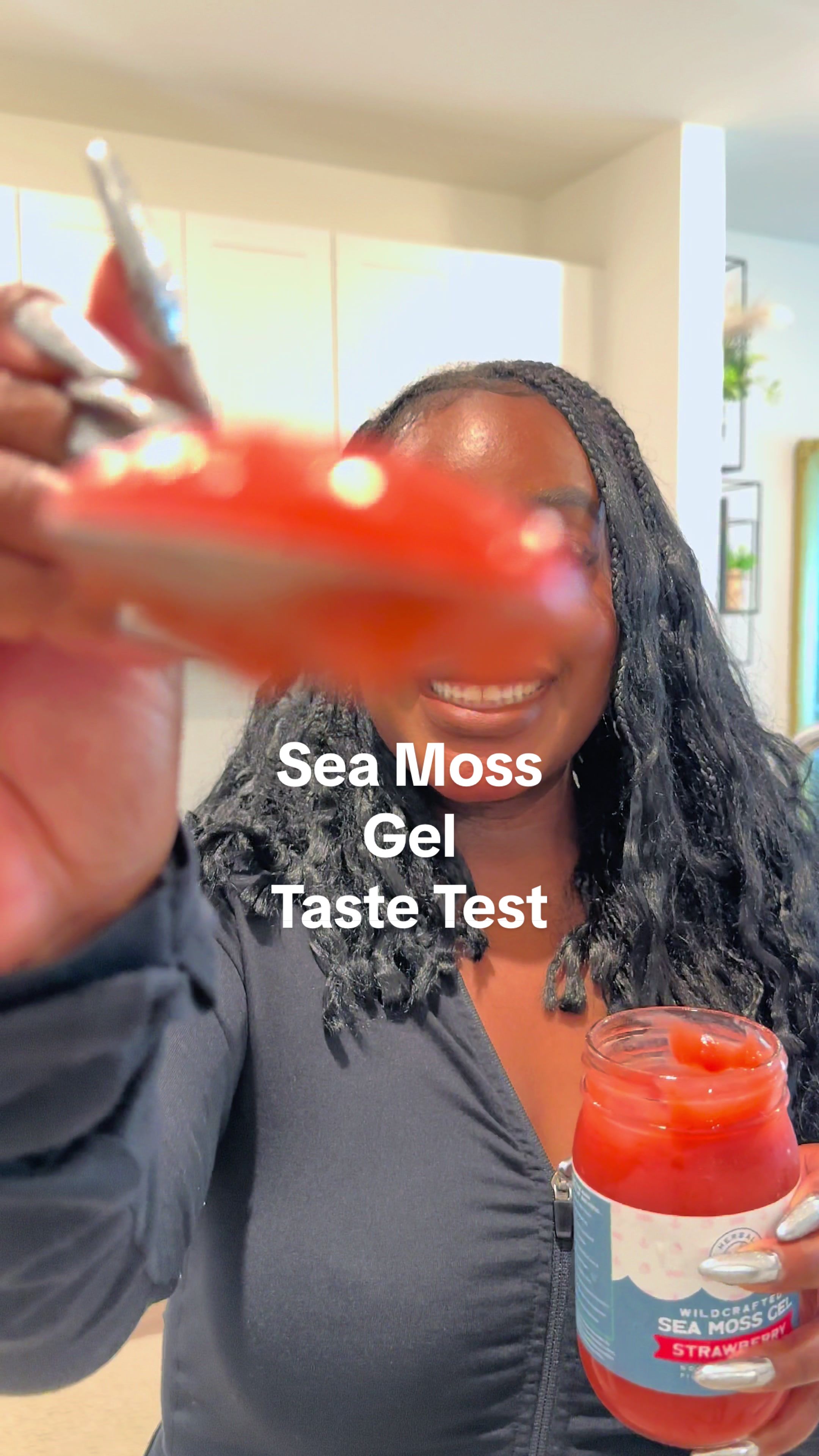 TikTok post by @fitdreahslife for Herbal Vineyards. Caption reads: Sea moss gel is really that girl! 🍓@Herbal....